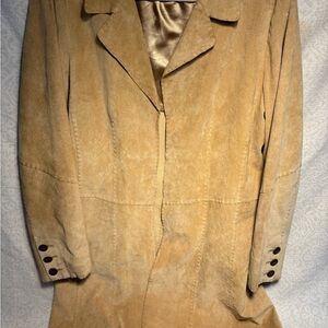 Coldwater Creek Tan Leather Blazer Jacket Women’s XL Button Front